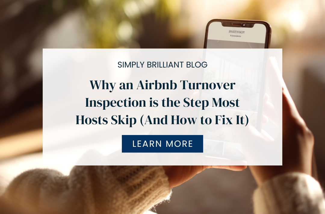 Host performing a remote Airbnb turnover inspection using photo verification on a smartphone.