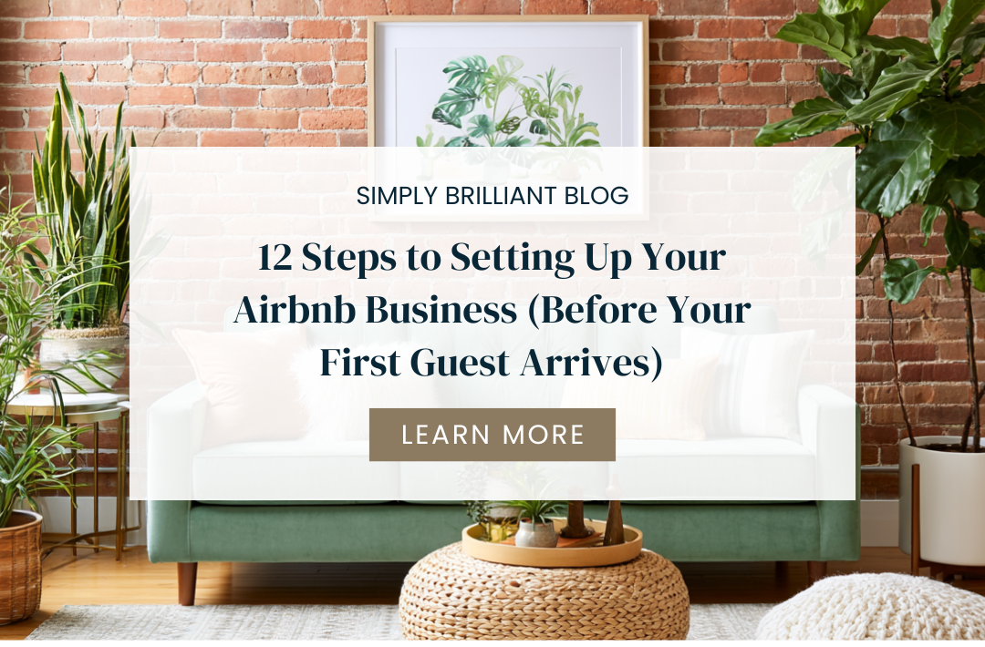 how to set up an Airbnb business — staged short-term rental living room ready for guests